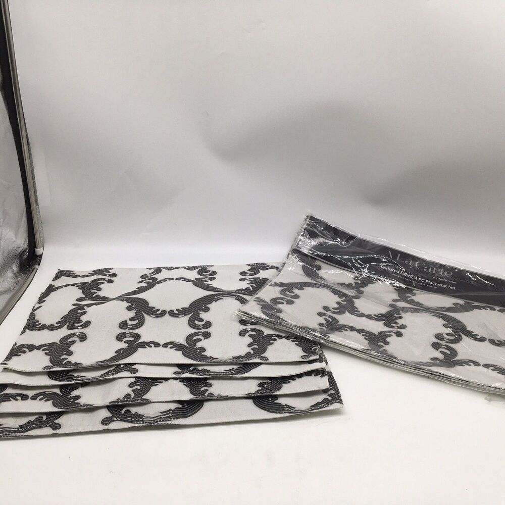 Black & White Textured Fabric Placements Set 8 A La Carte Dainty Home Some NEW